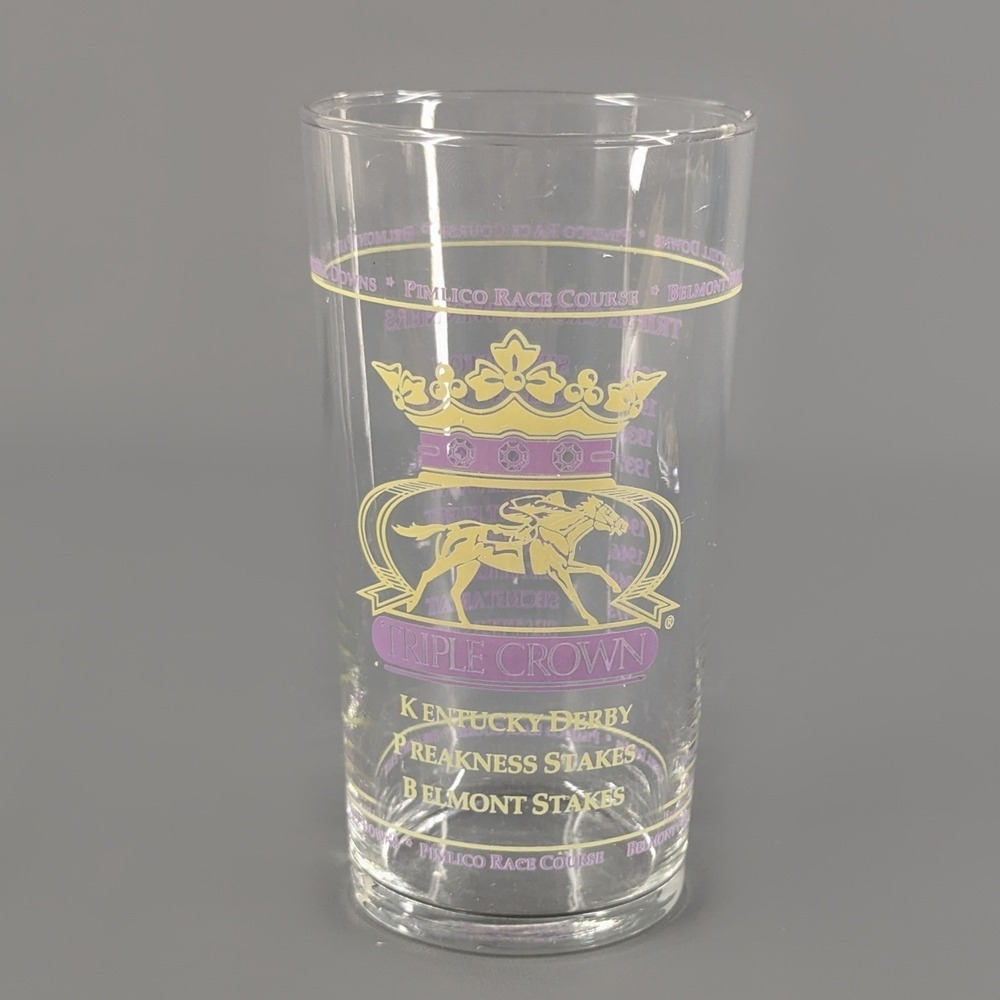 Vintage Triple Crown Winners Horse Racing Glass Kentucky Derby Preakness Belmont